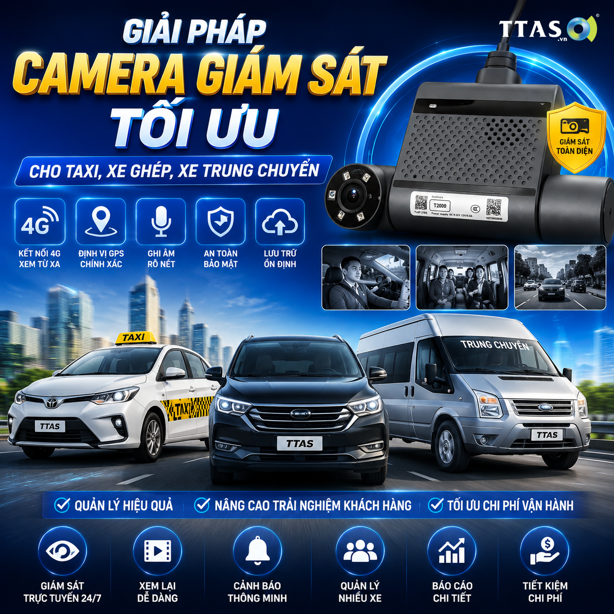 Camera Hành Trình T2000 Giám Sát Từ Xa Taxi Grab